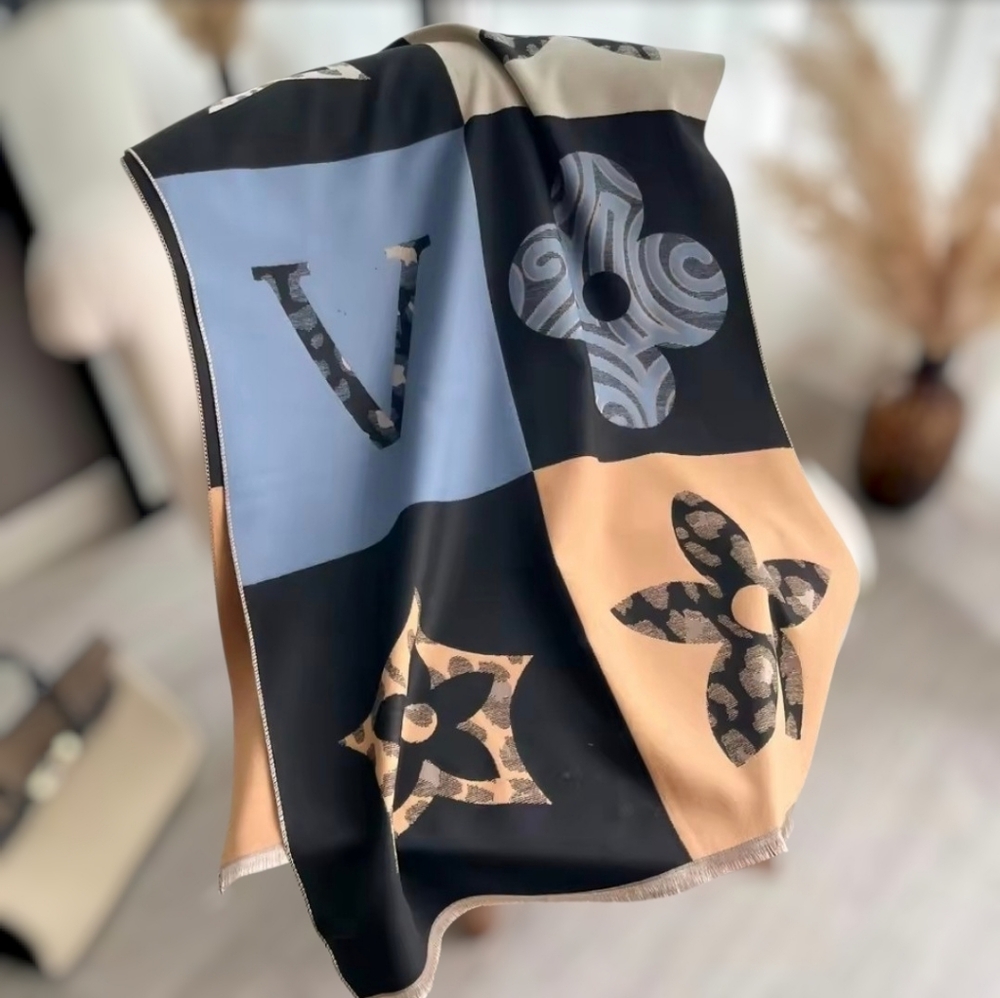 Cashmere Printed Scarf ▪︎ Navy/Multi